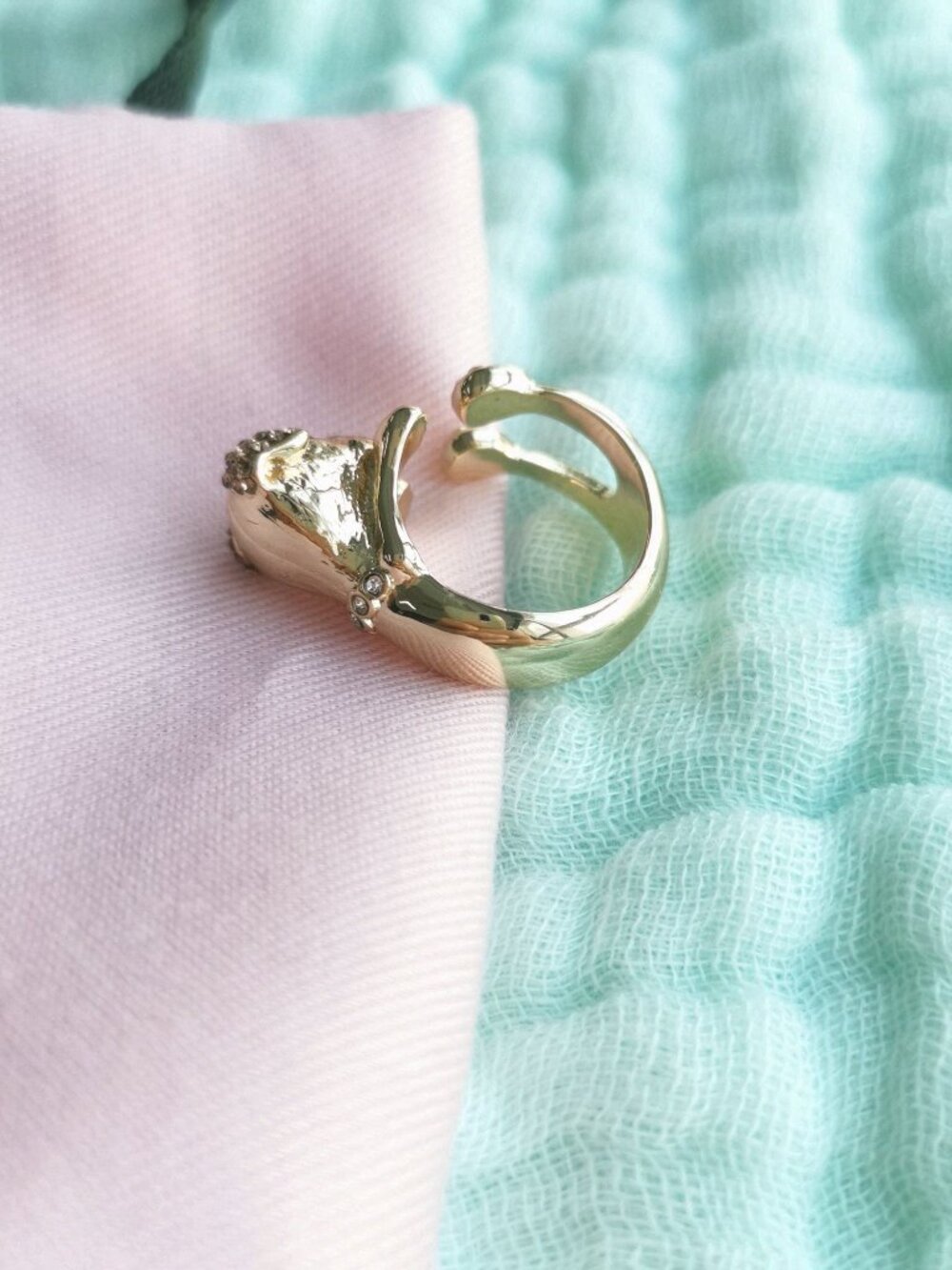 Kate Spade Puppy Wrap Ring #7 Gold Tone Glamour w/ Dust Bag New - Picture 3 of 3